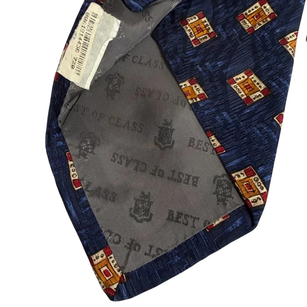 Robert Talbott Best of Class Nordstrom Silk Tie Navy‎ Blue Geometric Extra Long